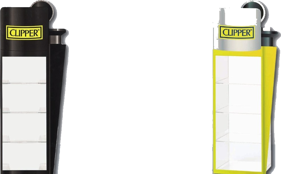 Стойки ClipperShape в форме зажигалки CLIPPER, чёрная и жёлтая версии